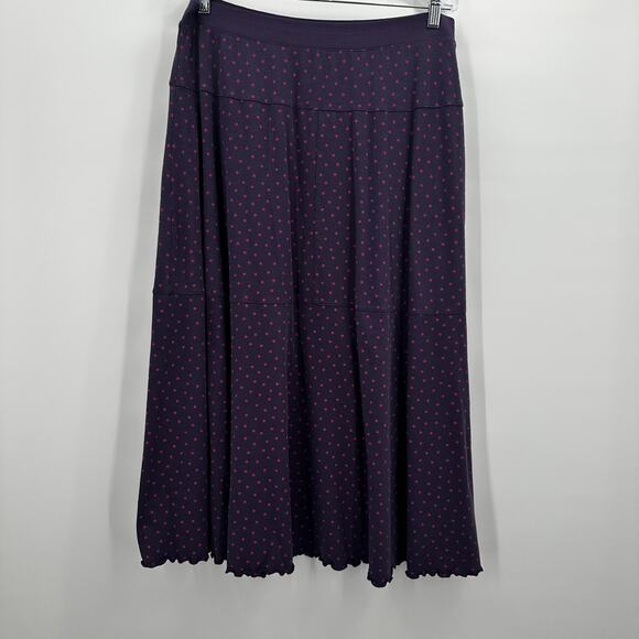 Gudrun Sjoden Skirt Womens XL Purple Pink Polka Dot Organic Cotton Stretch Boho